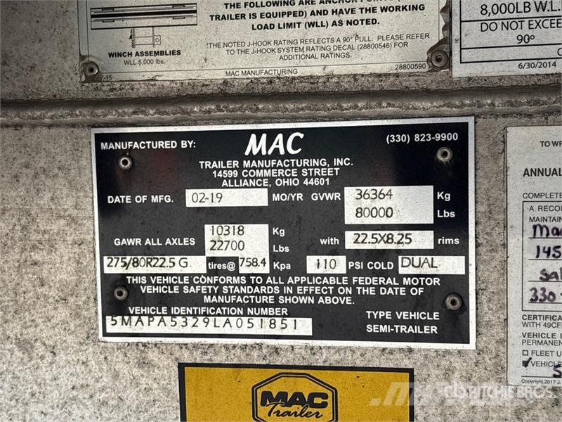 MAC 53 ft T/A Spread Axle Curtain Side Trailer Remolques de caja de lona