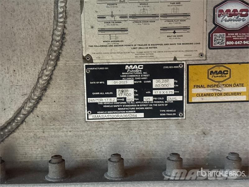 MAC 53 ft T/A Spread Axle Step Deck Curtain Side Trail Remolques de caja de lona