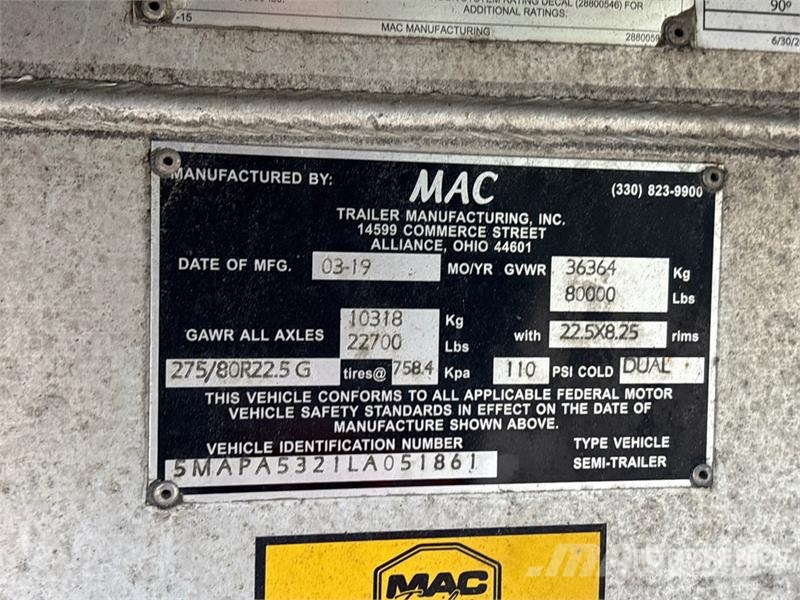 MAC 53 ft T/A Spread Axle Curtain Side Trailer Prikolica s ponjavo