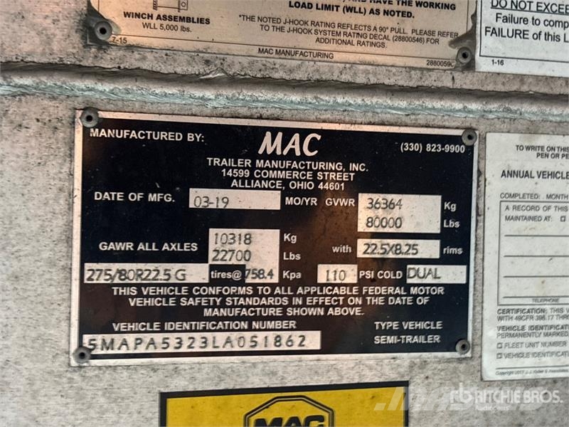 MAC 53 ft T/A Spread Axle Curtain Side Trailer Prikolica s ponjavo