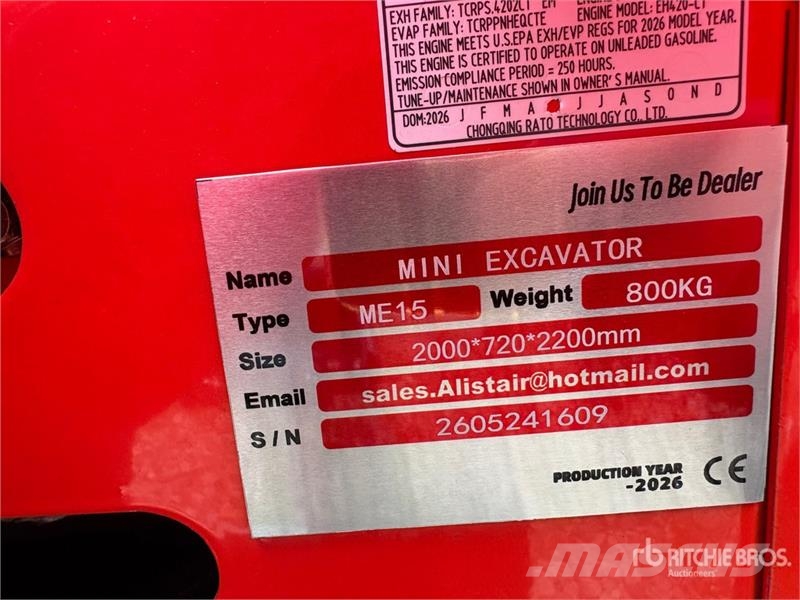 ME15 Mini Excavator (Unused) Minigraafmachines < 7t