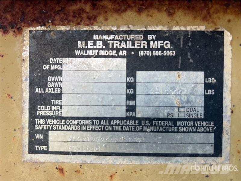 MEB 27 ft T/A Equipment Trailer Autovežių priekabos