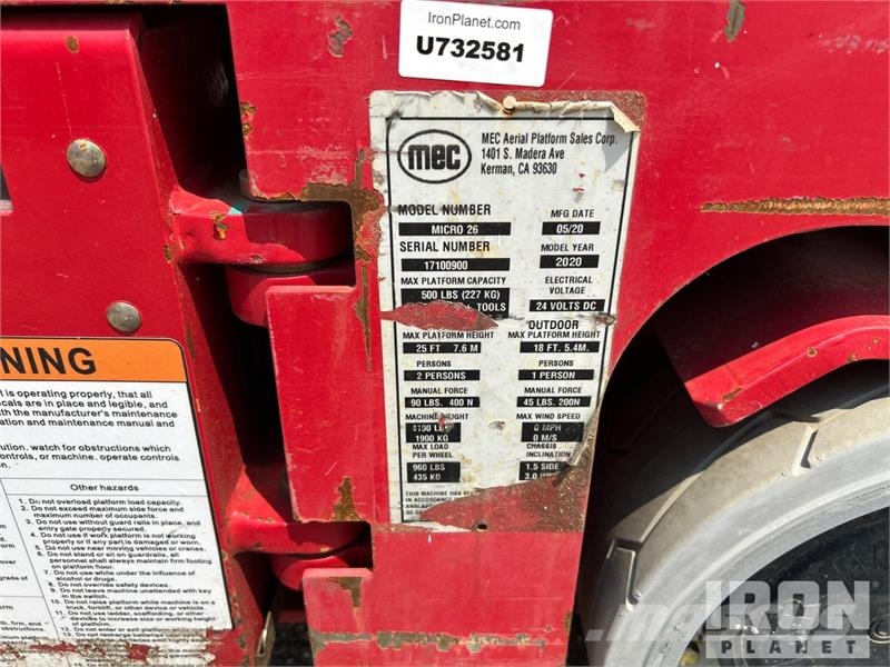 MEC Micro26 Electric Scissor Lift Elevadores de tesoura