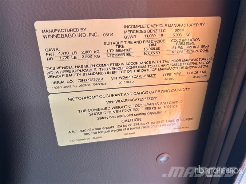Mercedes-Benz Reyo IMH25Q Motor Home Motorhomes and caravans
