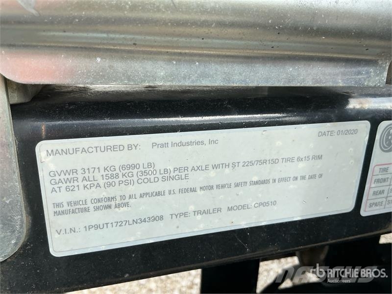 Pratt CP0510 7000 lb 14 ft T/A Equipment Trailer 차량 운반용 트레일러