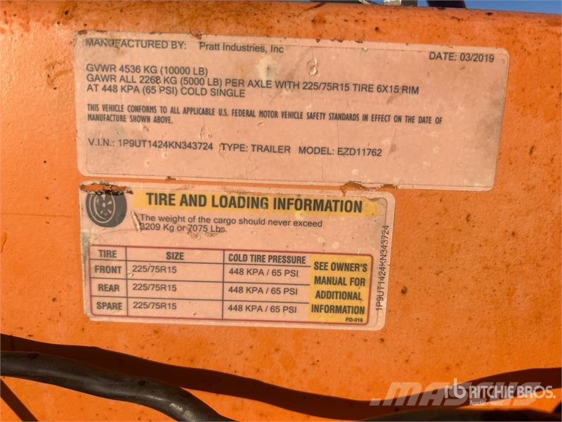  Pratt EZD11762 14 ft T/A Dump Utility Trailer Pašizgāzējs
