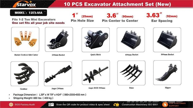 Quantity of (10) STARVOX 12EX-ASA Mini Excavator Other components