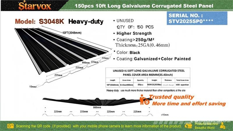  Quantity of (150)  STARVOX S3048K 35 in x 10 ft Ga Pacēlāji, vinčas un materiālu lifti