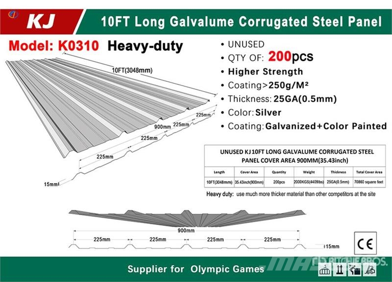 Quantity of (200) KJ K0310 Galvalume Corrugated S Hoists and material elevators