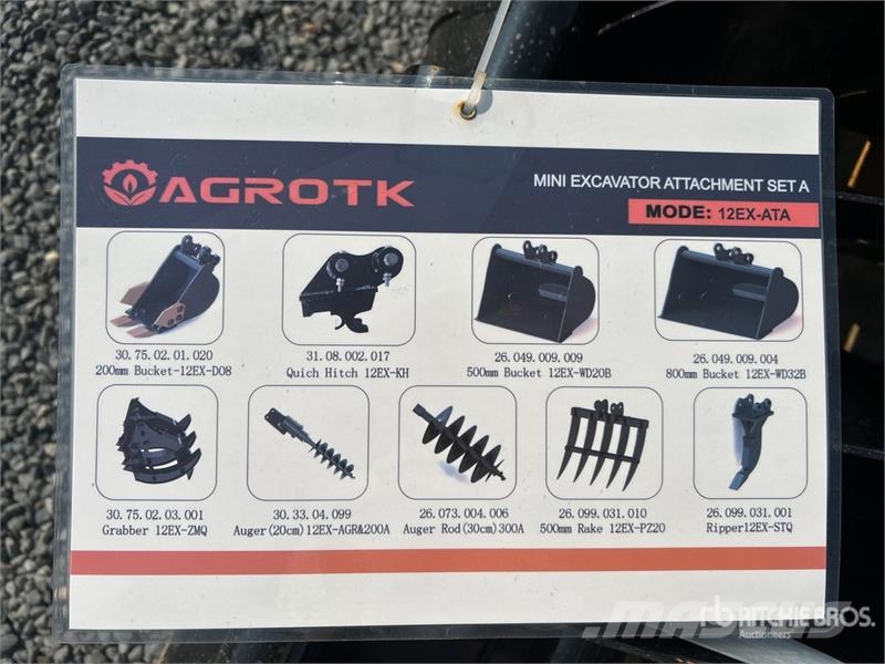 Quantity of (9) AGT 12EX-ATA Mini Excavator Attac Other components