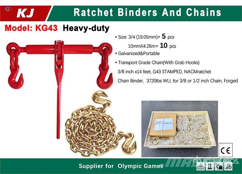  Quantity of  KJ KG43 Chains & Ratchet Binders (Unu Other components