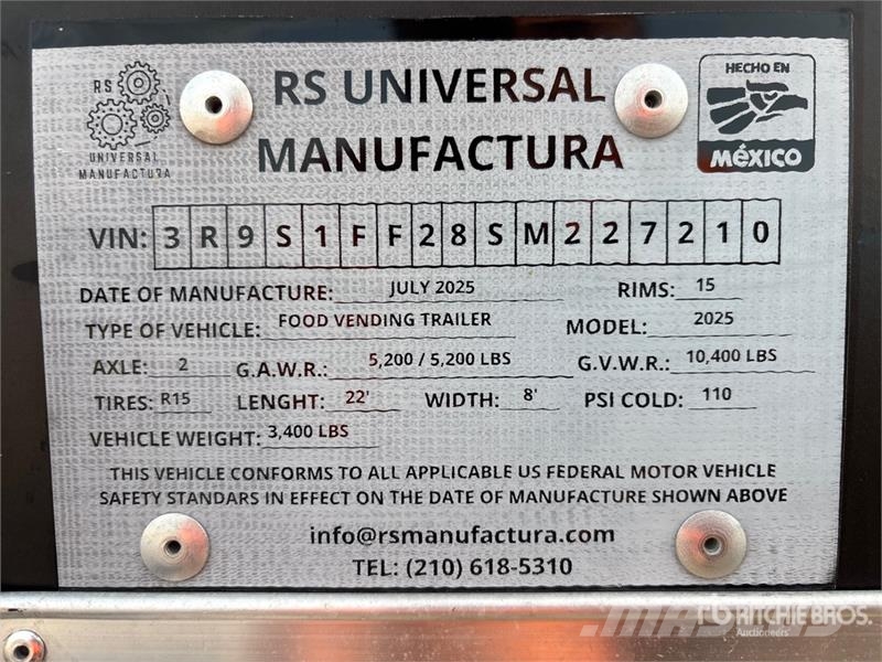 R&S Universal Manufactura 22 ft T/A Food Concession Tr Altri rimorchi