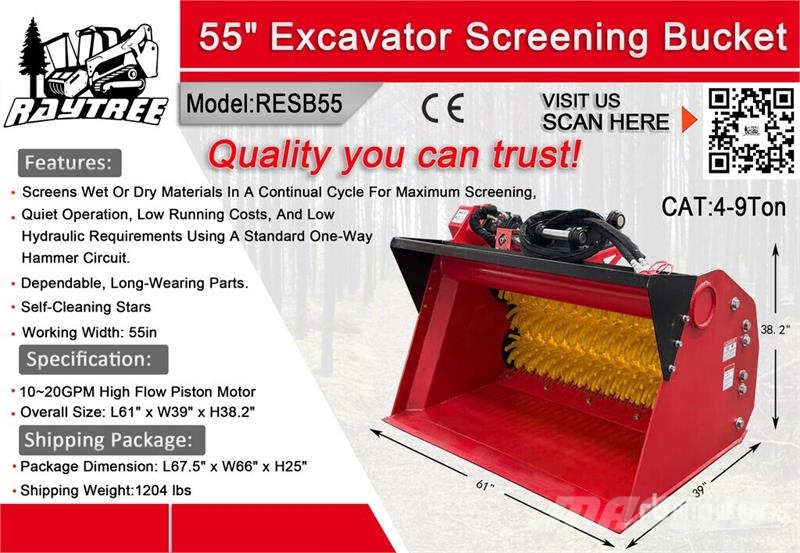  Raytree RESB55 55 in Excavator Screening Bucket -  Korpe za prosijavanje