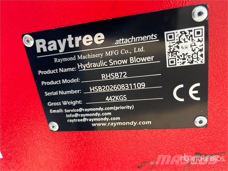 Raytree RHSB72 72 in Hydraulic Skid Steer Snowblow Sniego pūstuvai