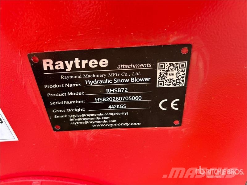  Raytree RHSB72 72 in Hydraulic Control Skid Steer  Snøfresere