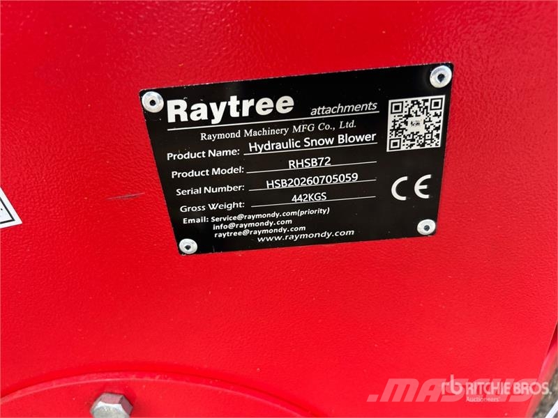  Raytree RHSB72 72 in Hydraulic Control Skid Steer  Snøfresere