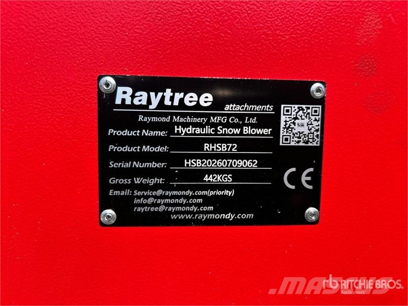  Raytree RHSB72 75 in Skid Steer Snowblower (Unused Snøfresere