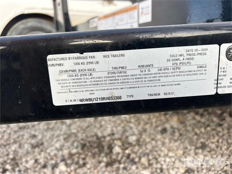 Rice RS7612 12 ft S/A Utility Trailer Autre remorque
