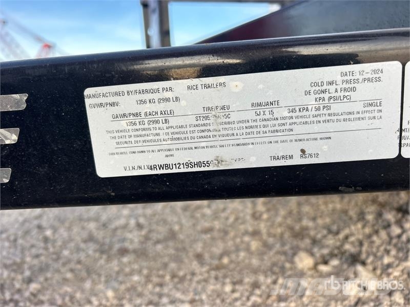 Rice RS7612 12 ft S/A Utility Trailer Autre remorque