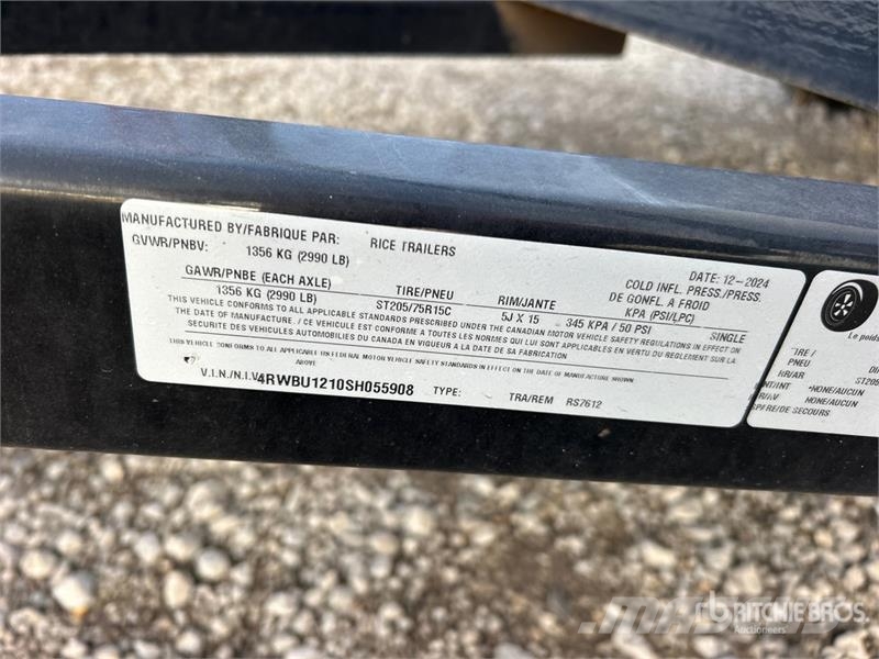 Rice RS7612 12 ft S/A Utility Trailer Autre remorque