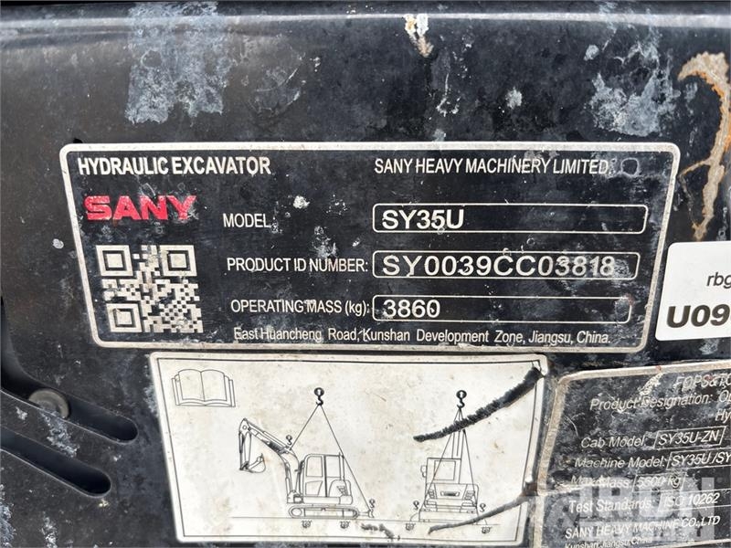 Sany SY35U Mini Excavator Miniekskavaatorid < 7 t