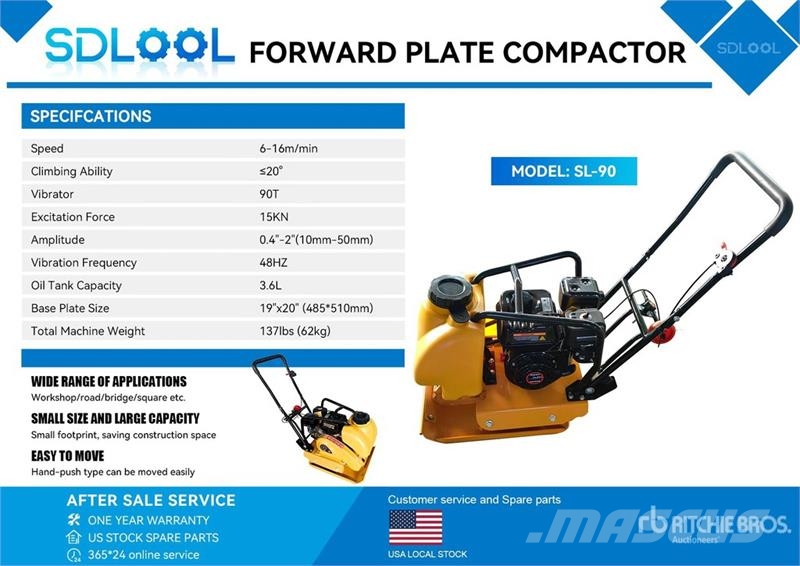 SDLOOL SL90 Vibratory Plate Compactor (Unused) Vibro plošče