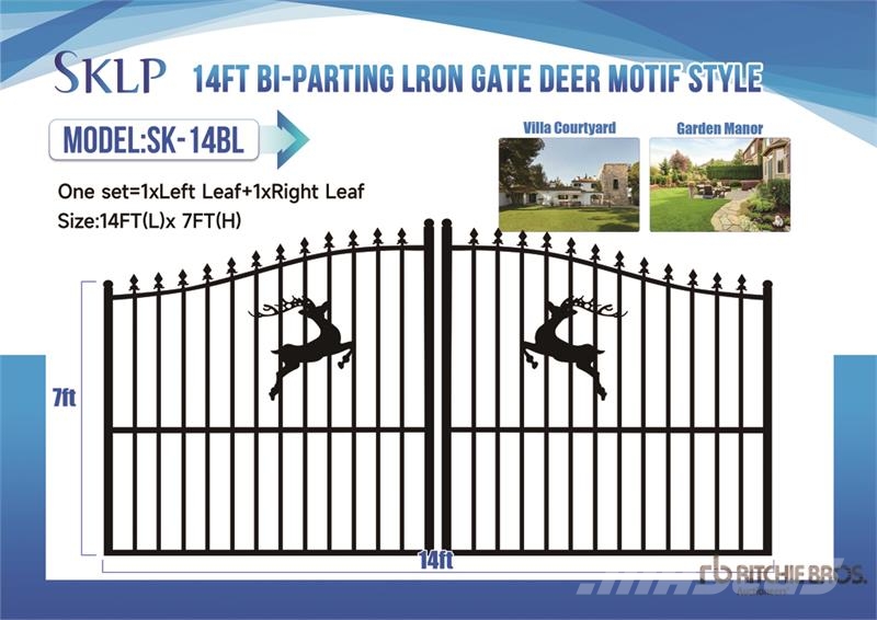 SKLP SK-14BL 14 ft x 7 ft Wrought Iron Bi-Parting Lauksaimniecība- Citi