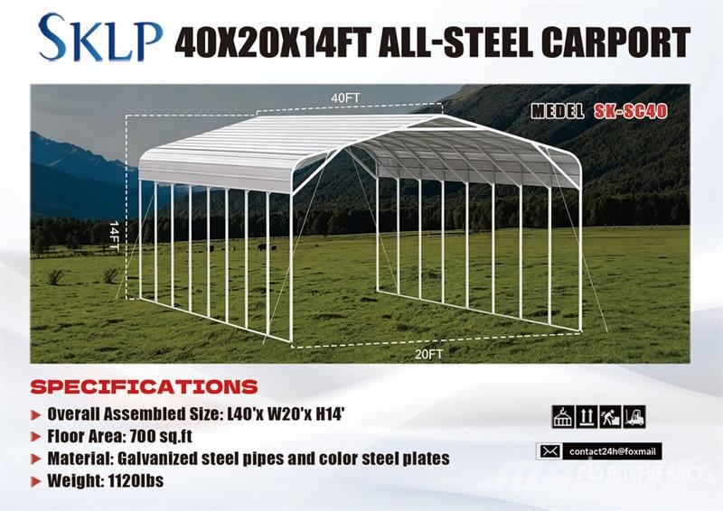 SKLP SK-SC40 20 ft x 40 ft All-Steel Carport (Unus Čelični okviri za građevine
