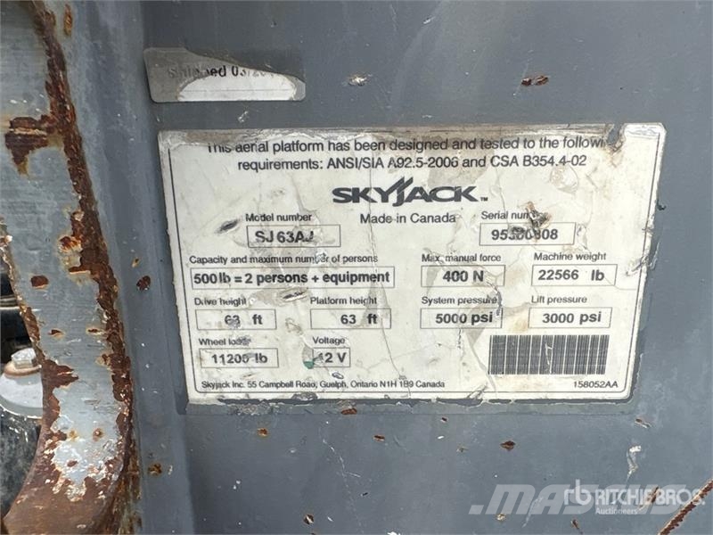 SkyJack SJ63AJ 4WD Diesel Articulating Boom Lift Articulated boom lifts
