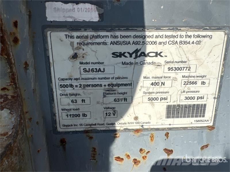 SkyJack SJ63AJ 4WD Diesel Articulating Boom Lift Zglobne dvižne ploščadi