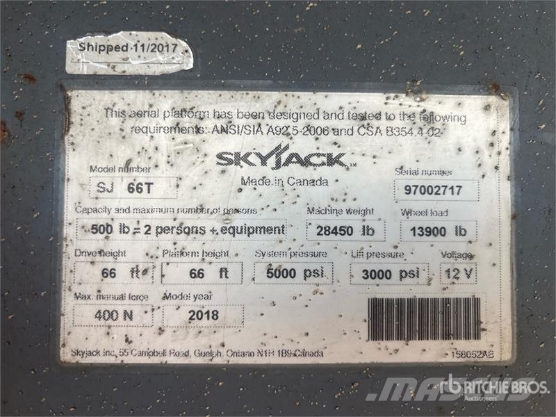 SkyJack SJ66T 4WD Diesel Telescopic Boom Lift Teleskooppipuominostimet