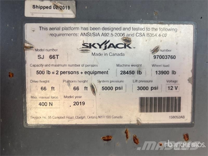 SkyJack SJ66T 4WD Diesel Telescopic Boom Lift Telescopic boom lifts