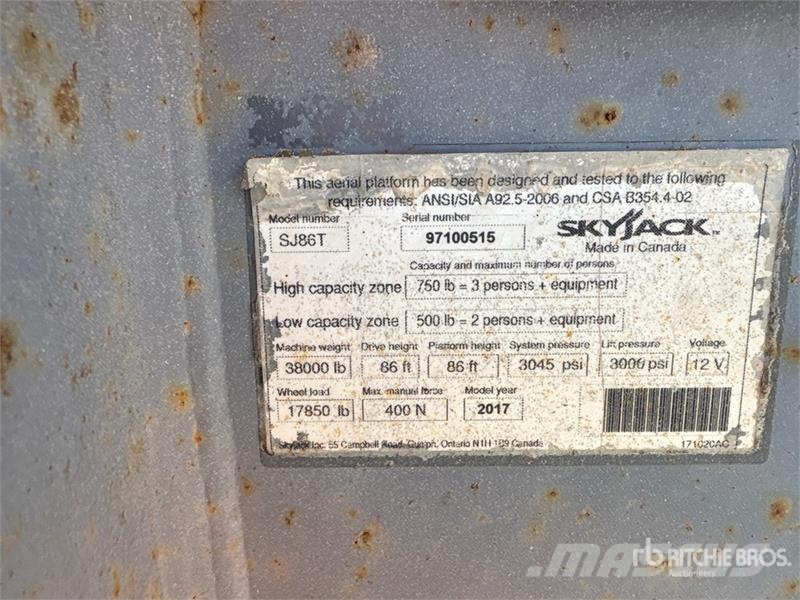 SkyJack SJ86T 4WD Diesel Telescopic Boom Lift Podnośniki teleskopowe