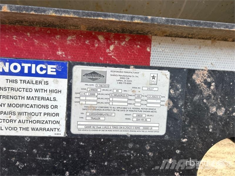 SmithCo Sx4-49-36 36 ft Quad/A Side Dump Trailer Bañera