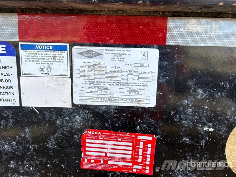 SmithCo Sx4-49-36 36 ft Quad/A Side Dump Trailer Bañera