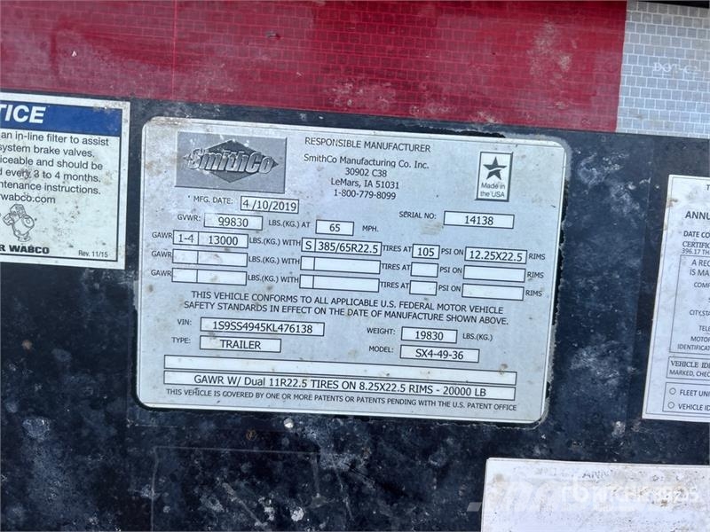 SmithCo Sx4-49-36 36 ft Quad/A Side Dump Trailer Bañeras