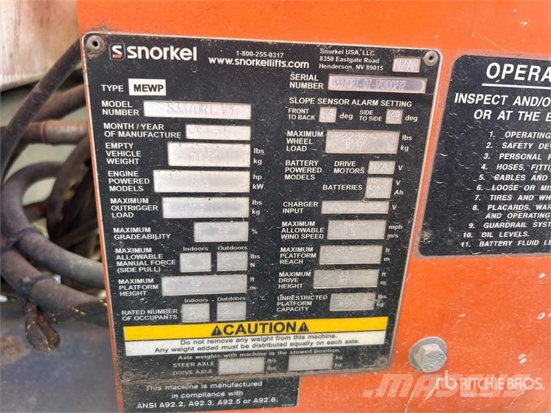 Snorkel S3370RT 4x4 Diesel Rough Terrain Scissor Lift Scissor lifts