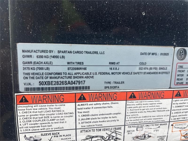 Spartan 28 ft T/A Enclosed Trailer Remorque Fourgon