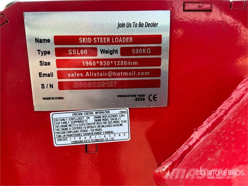 SSL60-RED Mini Compact Track Loader (Unused) Lietoti riteņu kompaktiekrāvēji