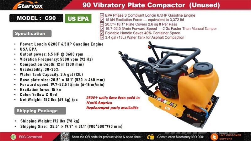 STARVOX C90 Vibratory Plate Compactor (Unused) Vibratori