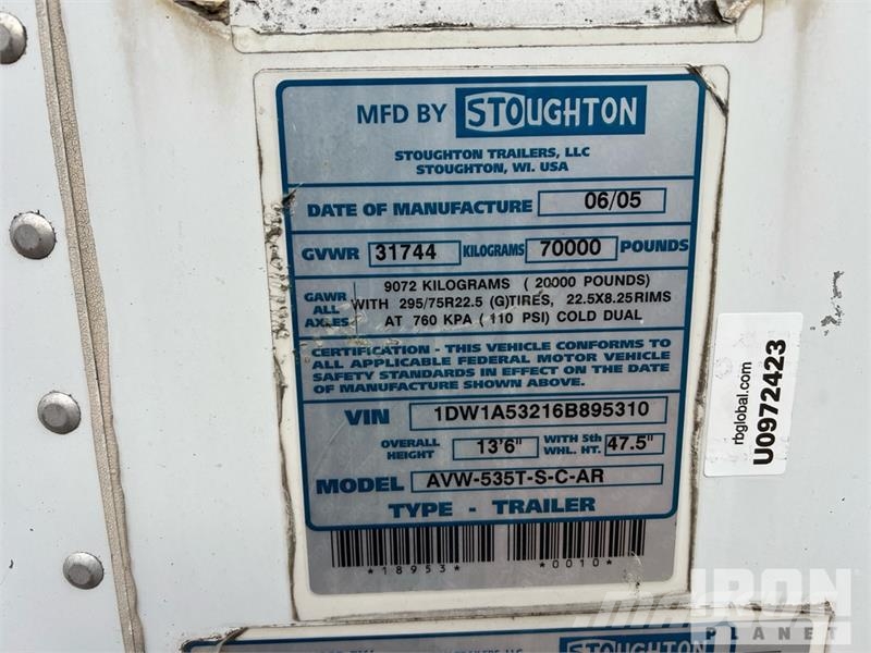 Stoughton 53 ft x 102 in Various Truck parts Van Trailer (In Cajas de remolque