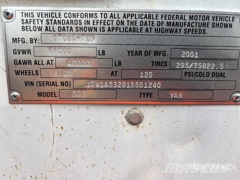 Stoughton 53 ft x 102 in T/A Van Trailer مقطورات ذات هيكل صندوقي