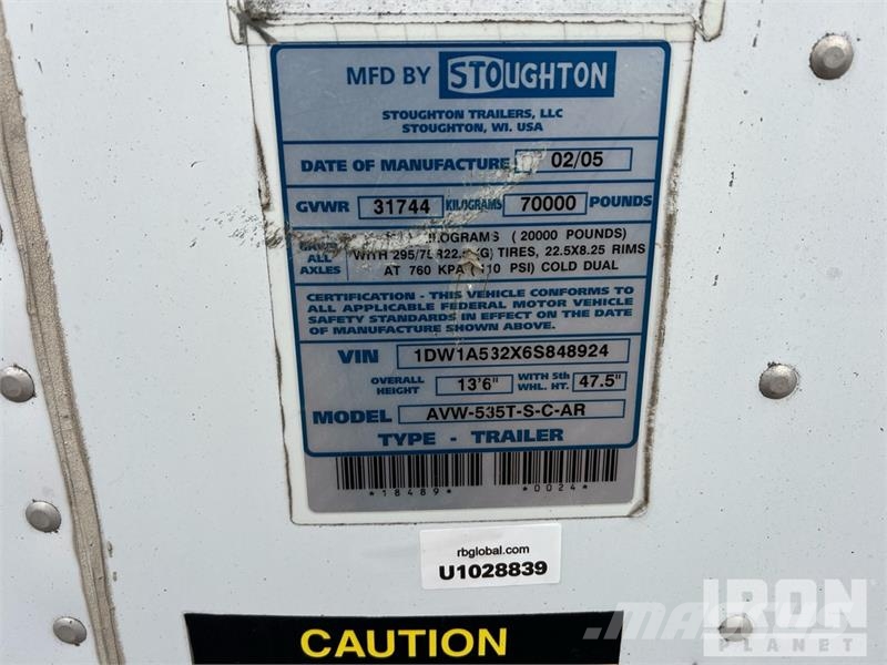 Stoughton 53 ft x 102 in Various Truck parts Van Trailer (In 박스 바디 트레일러