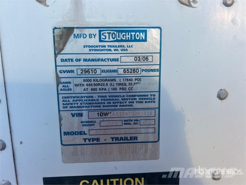 Stoughton AVW-535T-S-C-AR Van Body Trailers