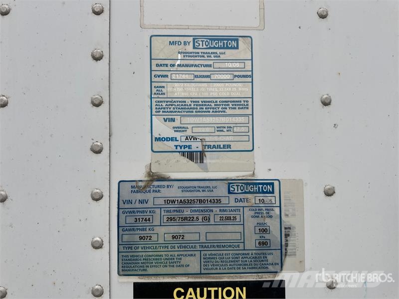 Stoughton AVW-535T-S-C-AR Van Body Trailers