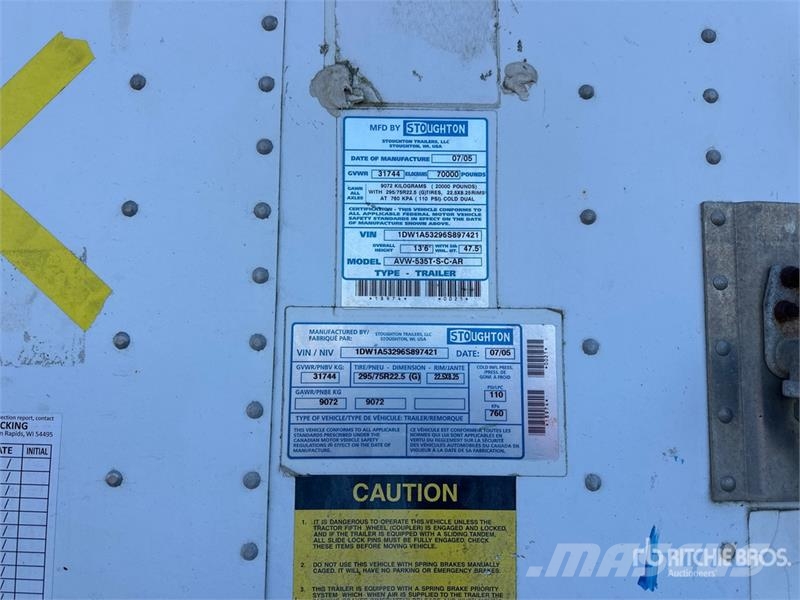 Stoughton AVW-53ST-S-C-AR 53 ft x 102 in T/A Van Trailer Van Body Trailers