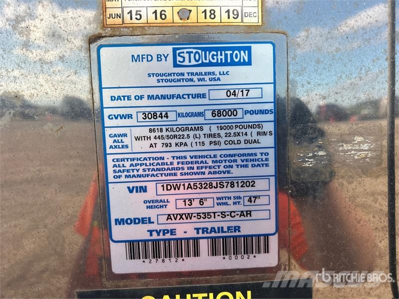 Stoughton AVXW-535T-S-C-AR 53 ft x 102 in T/A Van Trailer Gesloten opbouw trailers