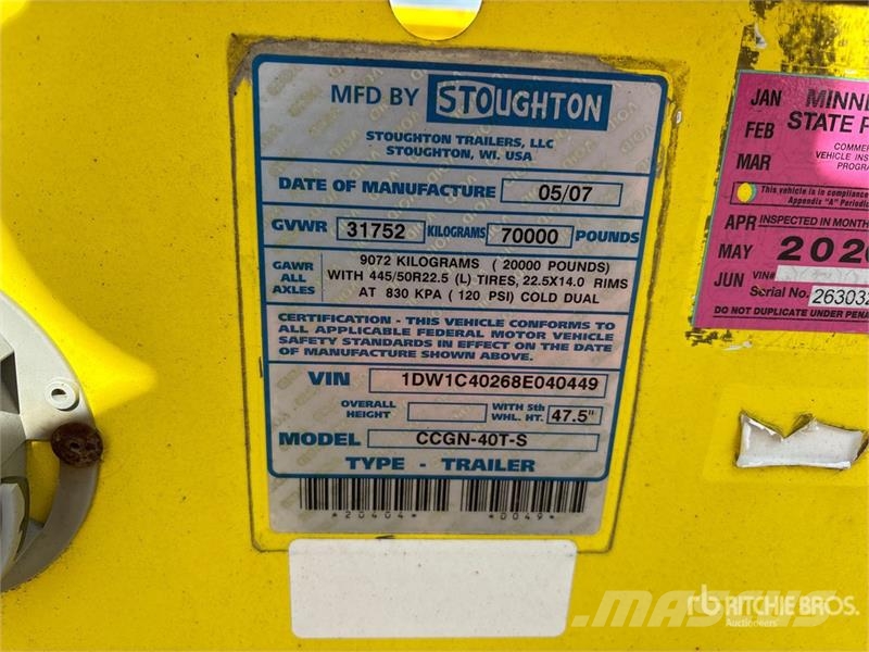 Stoughton CCGN-40T-S 40 ft T/A Container Trailer Kontejnerske prikolice