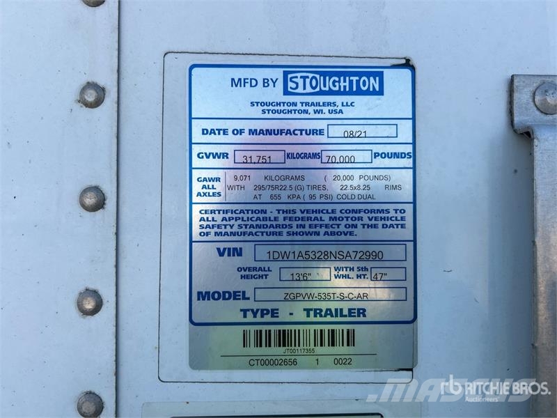 Stoughton ZGPVW-535T Прицепы-фургоны