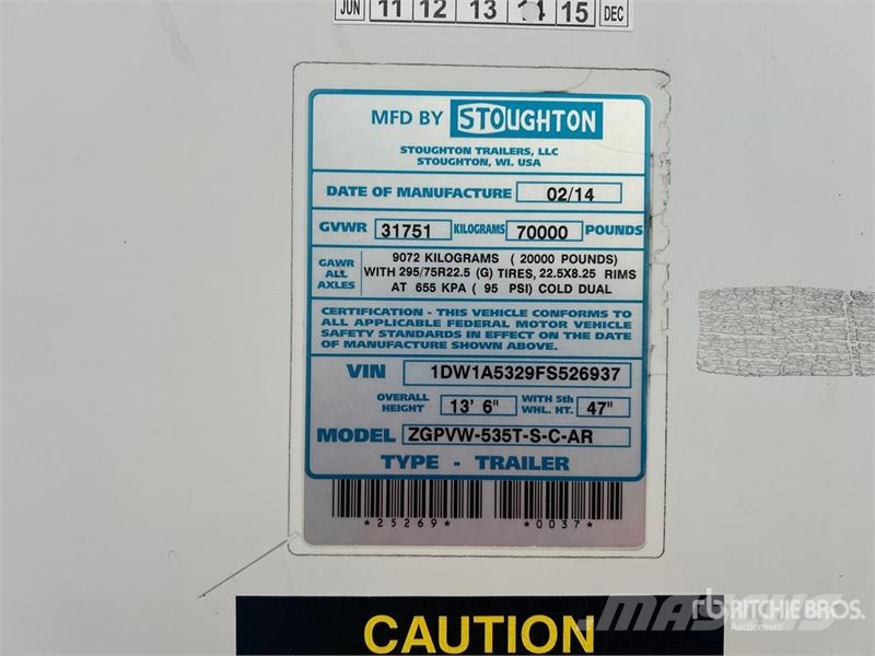 Stoughton ZGPVW-535T-S-C-AR 53 ft x 102 in T/A Van Trailer مقطورات ذات هيكل صندوقي